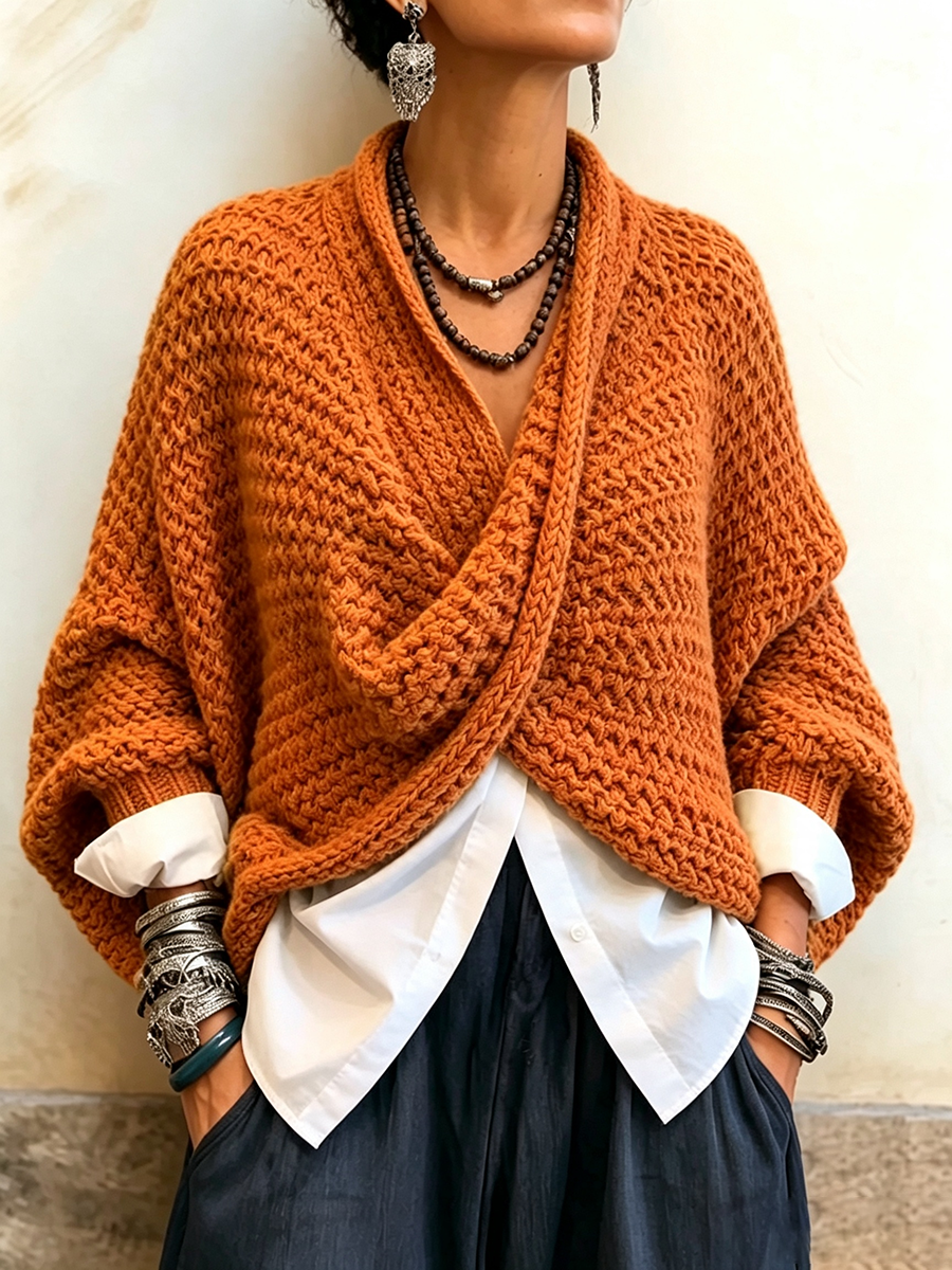 Célia – Wickelpullover mit Fledermausärmeln