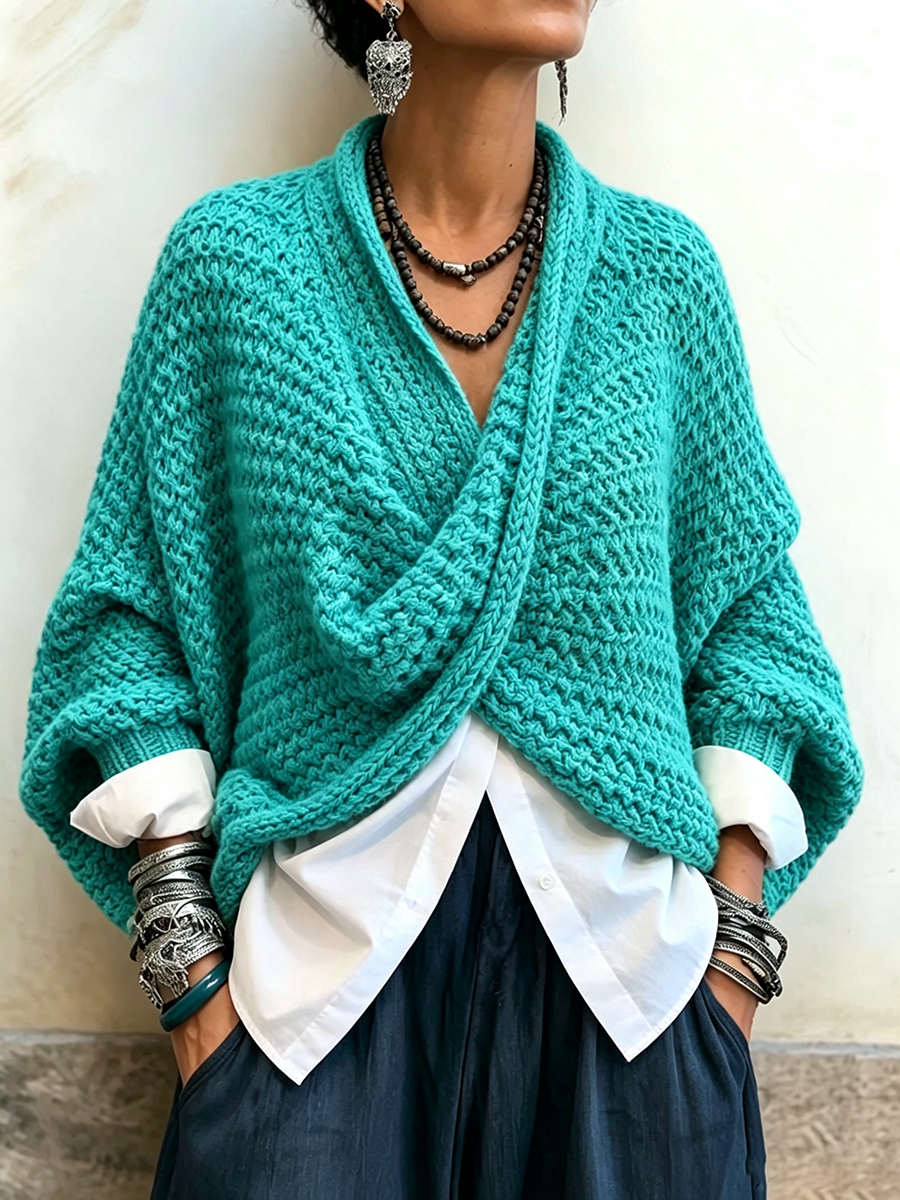 Célia – Wickelpullover mit Fledermausärmeln