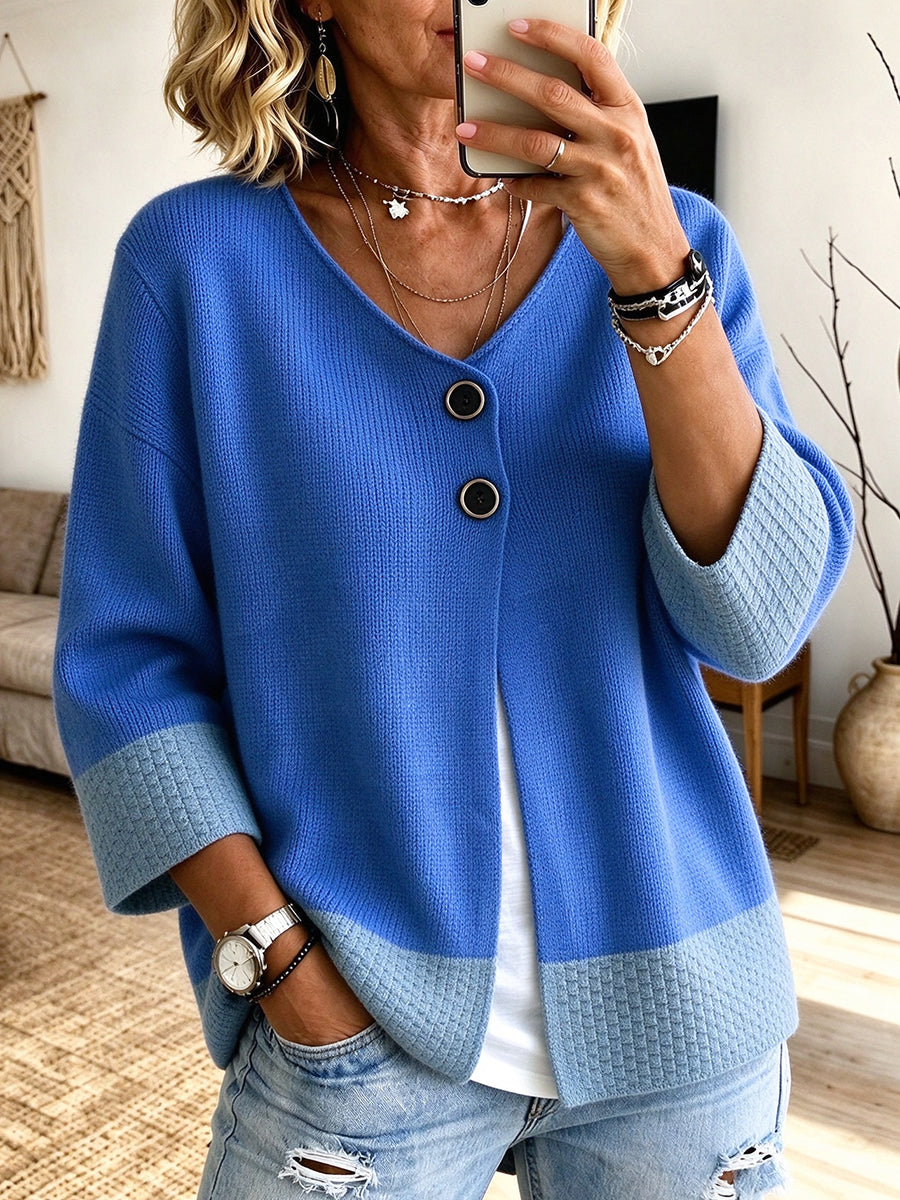Jennifer™ | Farveblokstrikket cardigan