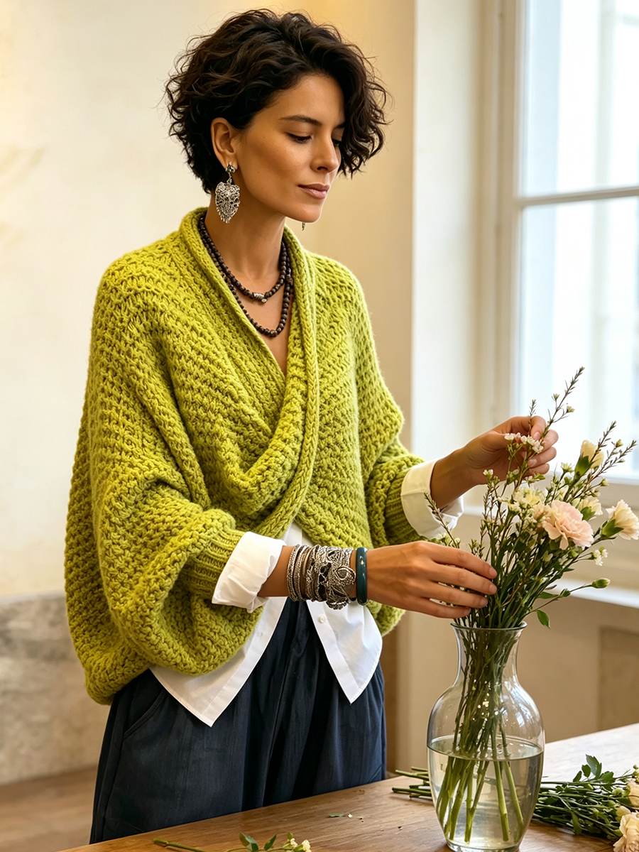 Célia – Wickelpullover mit Fledermausärmeln