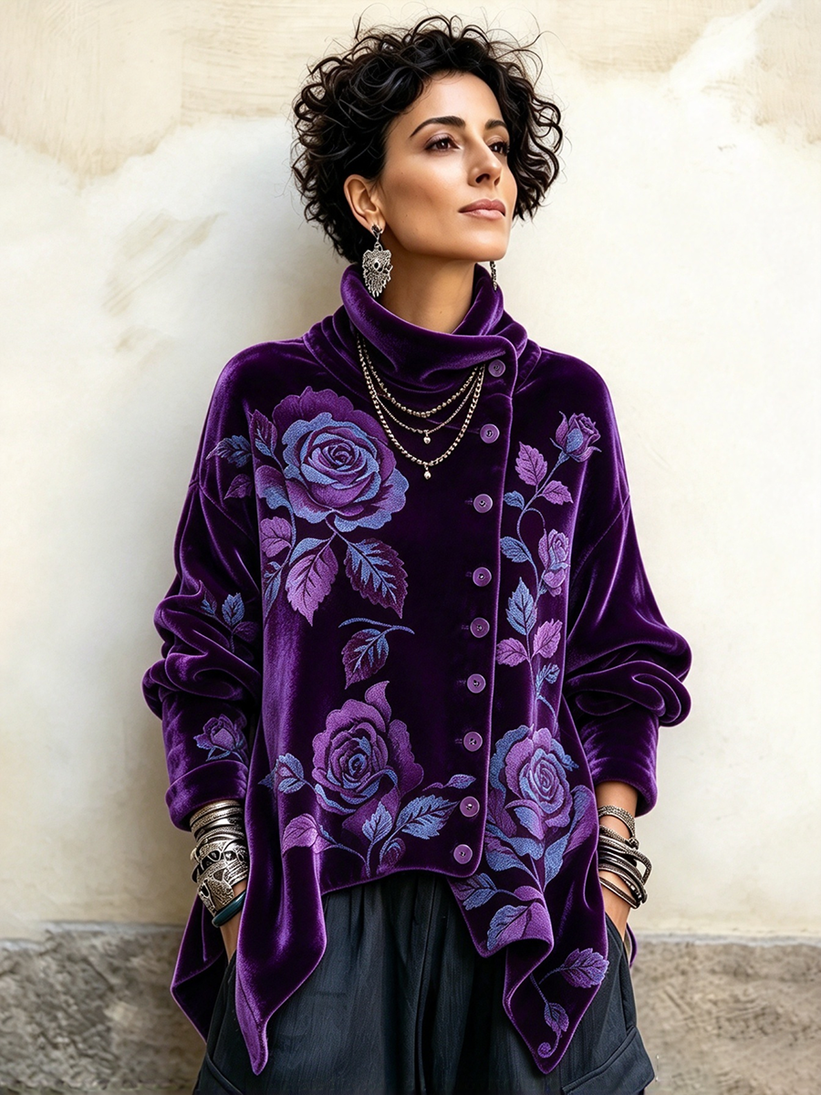 Roxane – Samtoberteil mit Rosenmuster