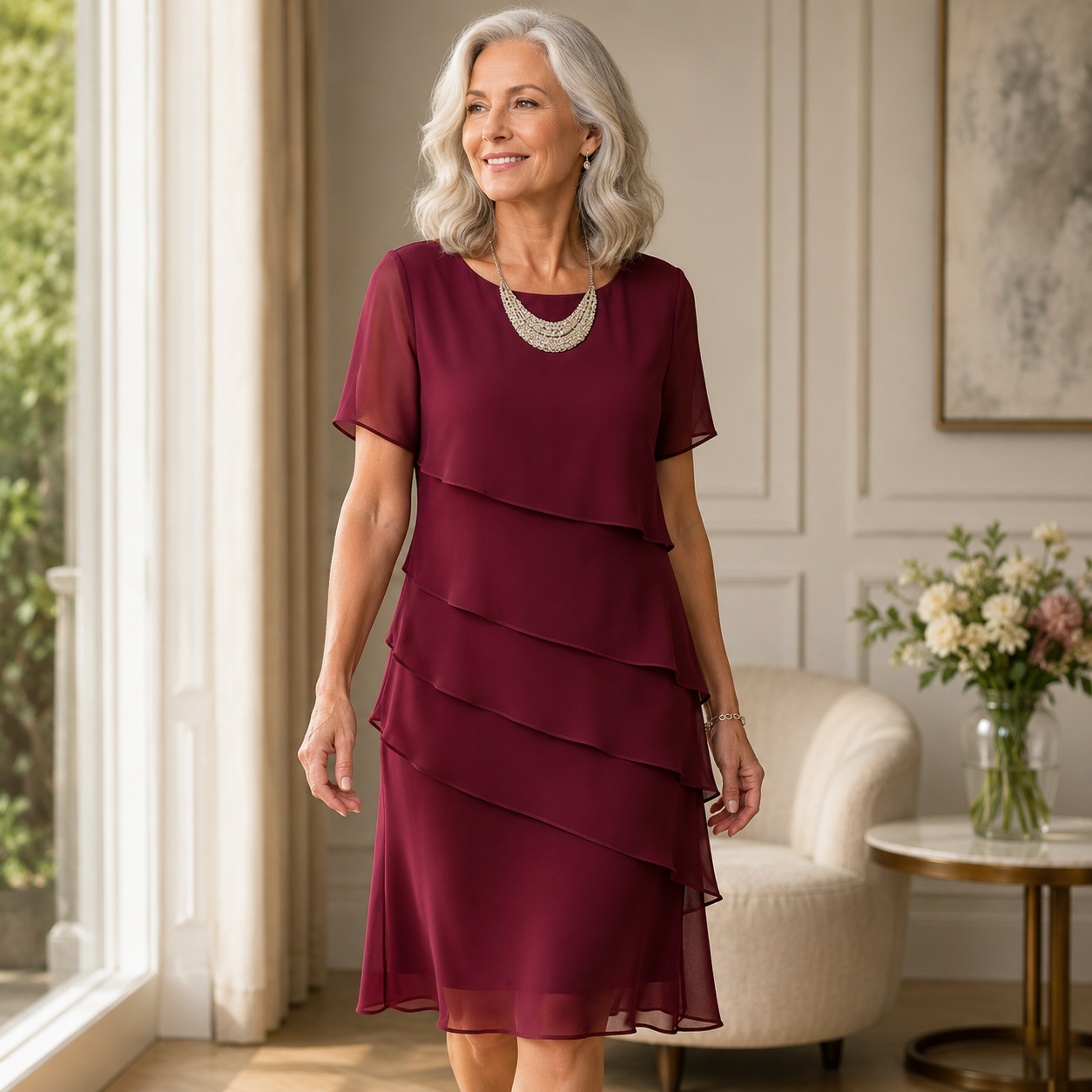 Linda | Elegantes Komfort-Rüschenkleid