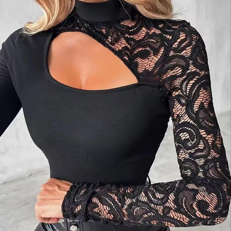 Valeria – Elegants Spitzen-Cut-Out Top