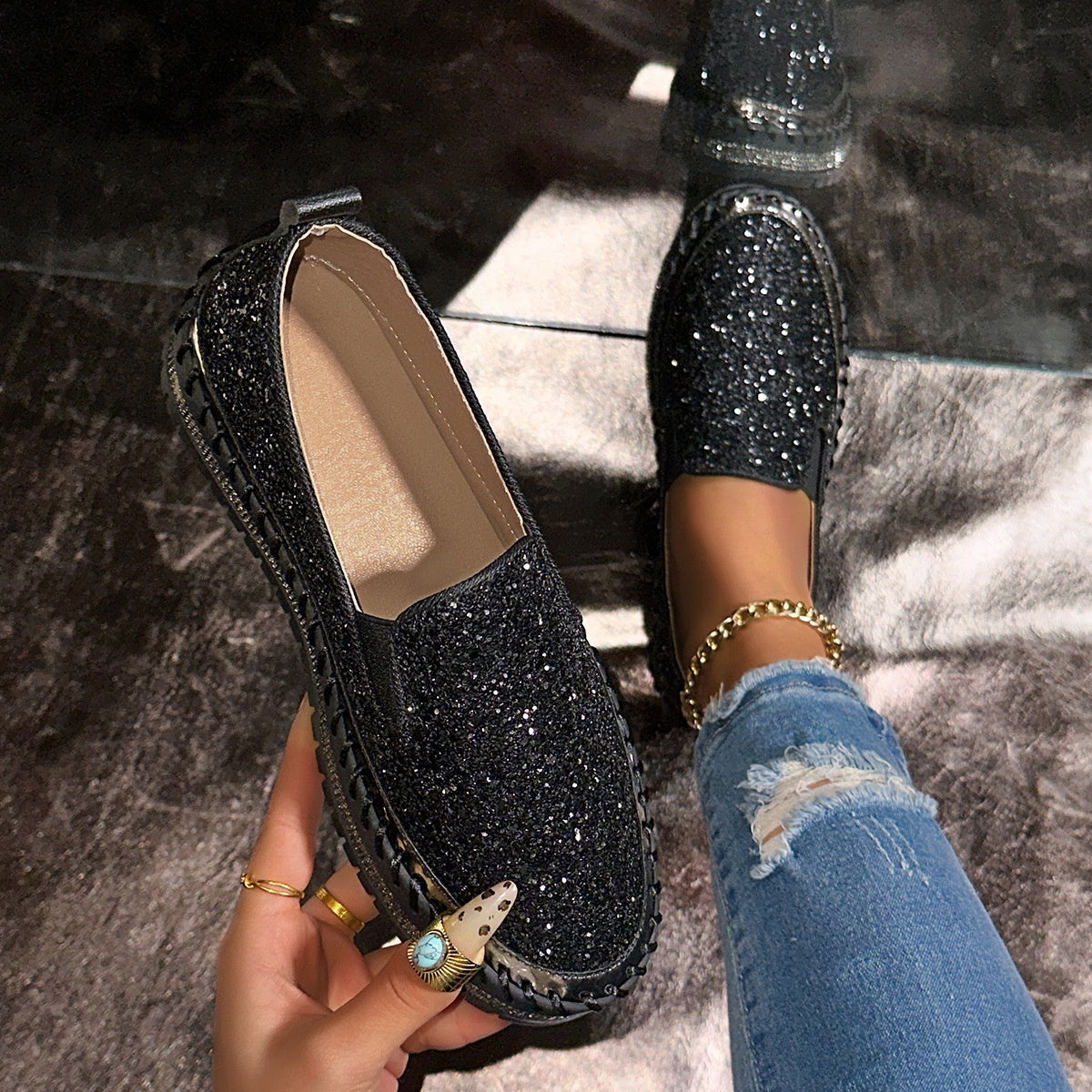 Leona – Funkelnde Schlupfschuhe