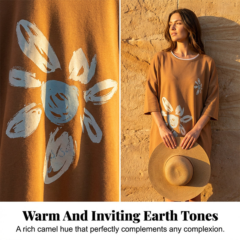 Maelle – Oversize T-Shirt Kleid mit floralem Print