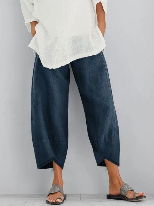 Syndra – Luftige Baumwoll-Leinen Hose mit weitem Bein