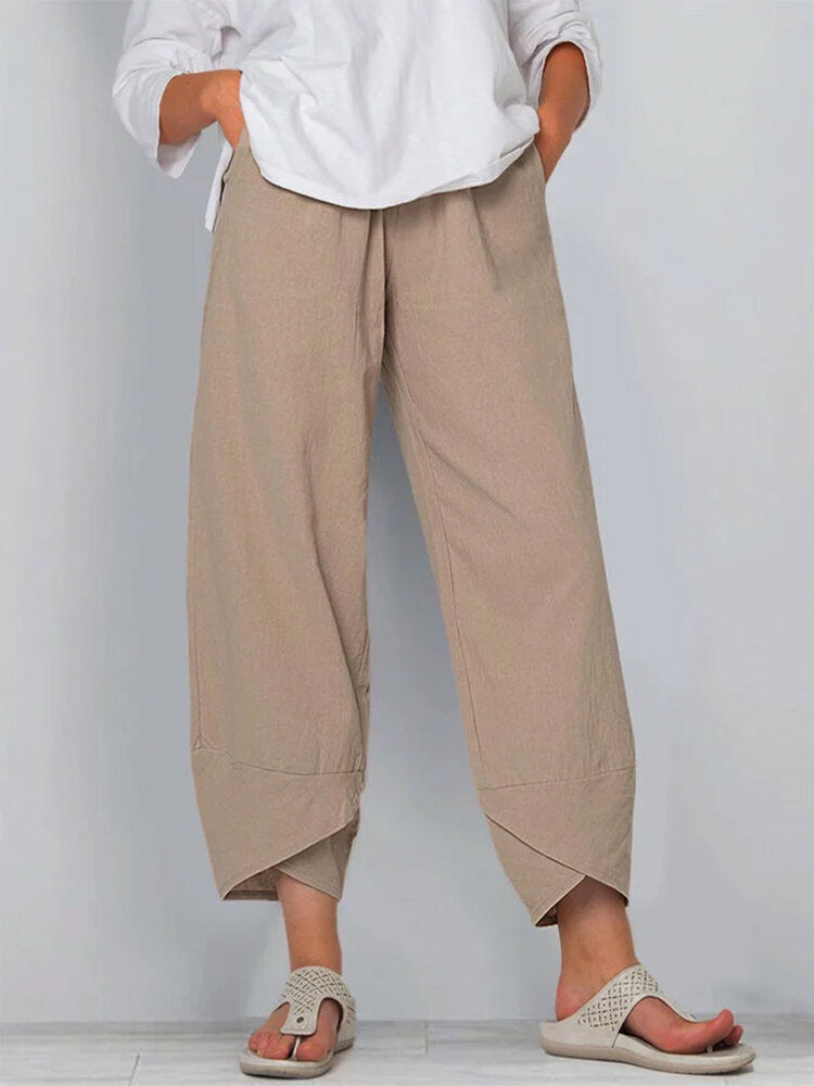 Syndra – Luftige Baumwoll-Leinen Hose mit weitem Bein