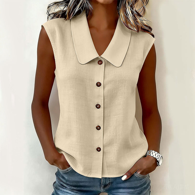 Minea – Ärmellose Bluse mit Knöpfen