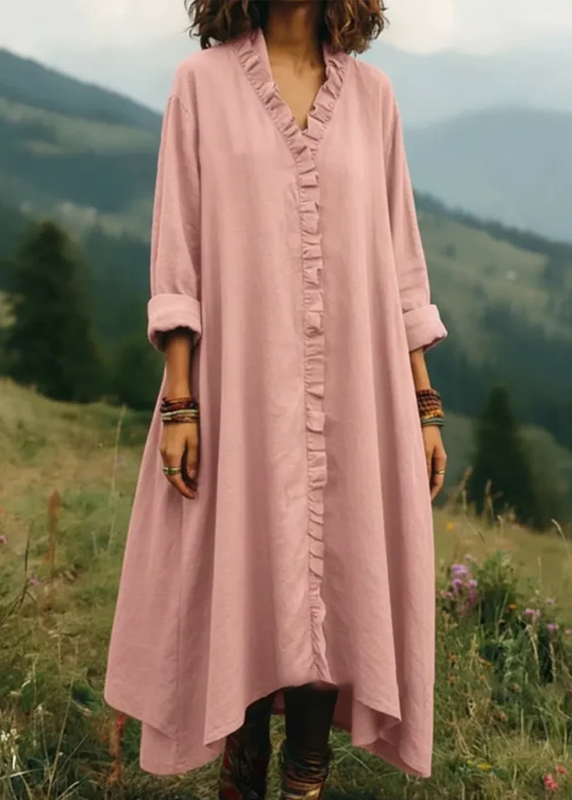 Alma – Langärmliges A-Linien-Kleid mit Volants