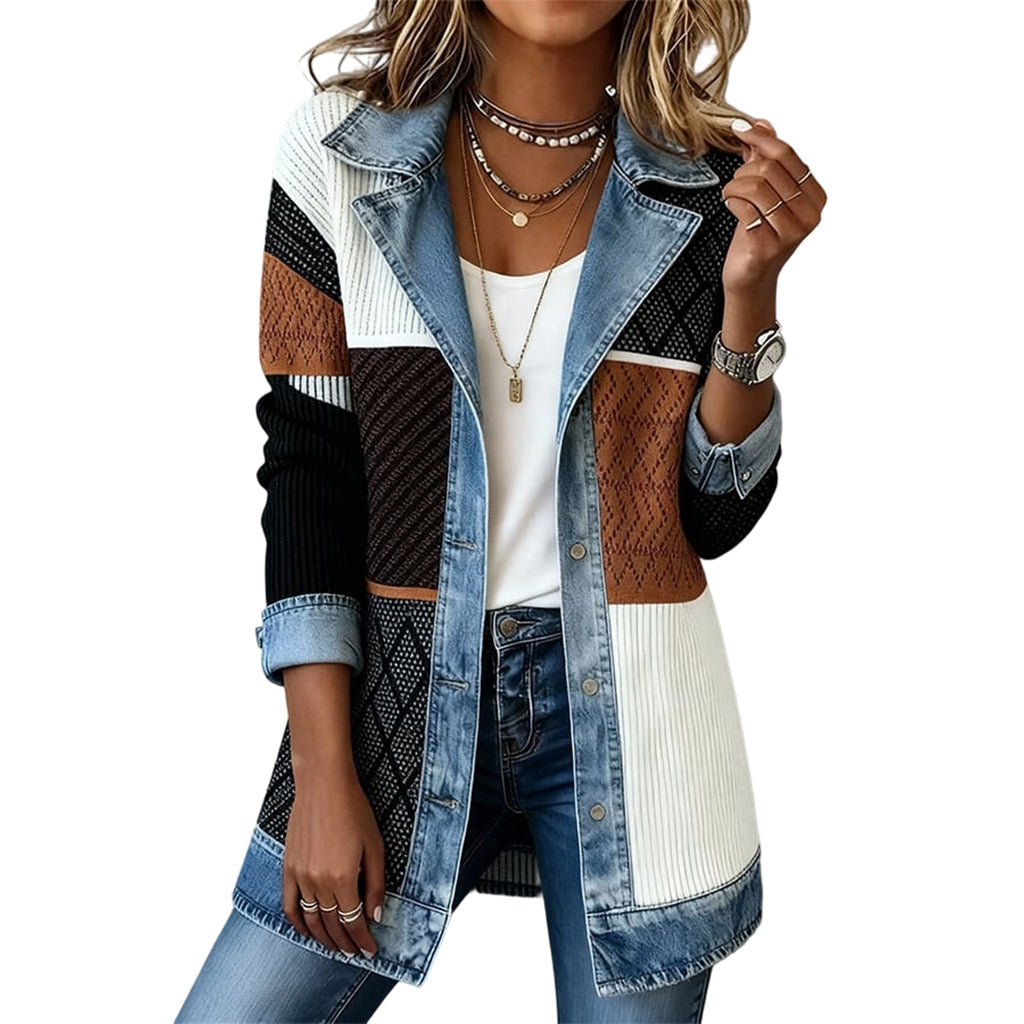 Freja – Denimjacke mit Rippstrick