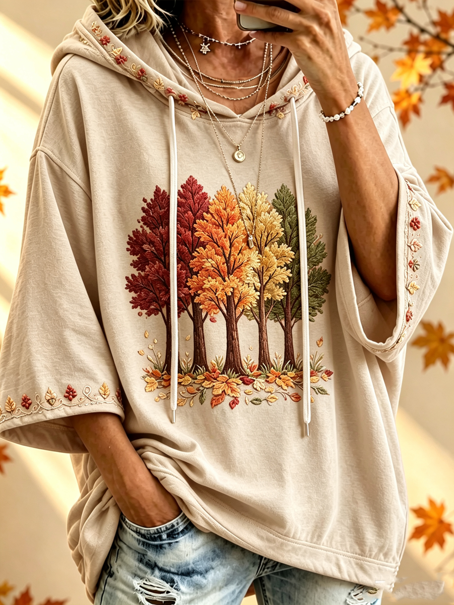 Maria | Oversize-Hoodie mit herbstlichem Print