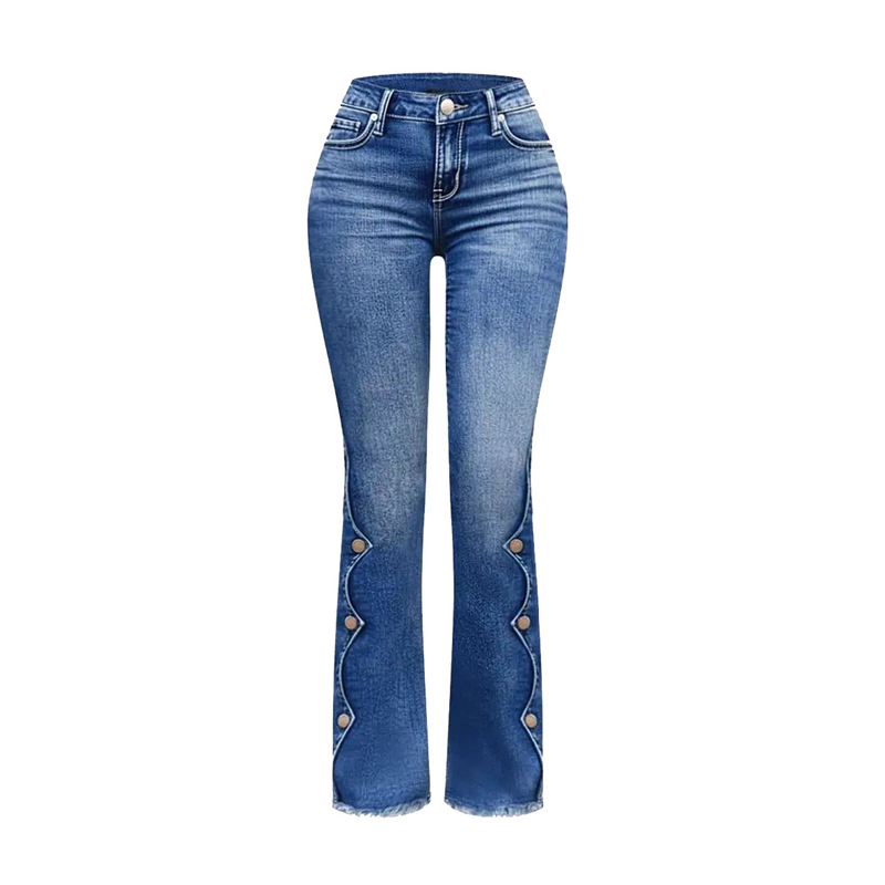 Amelie – Schlagjeans mit Knopfdetails