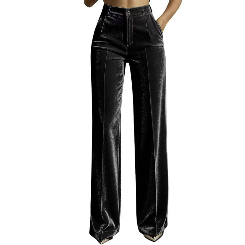Lockere Damenhose mit hohem Bund und Drapierung
