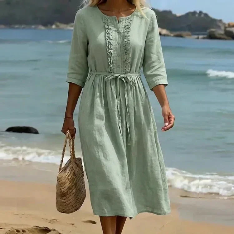 Nadège™ | Maxikleid mit Federbesatz