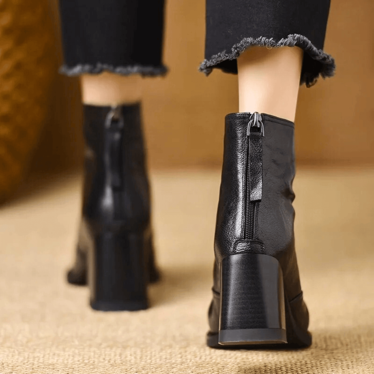 Marzena | Lederstiefeletten mit mittelhohem Absatz