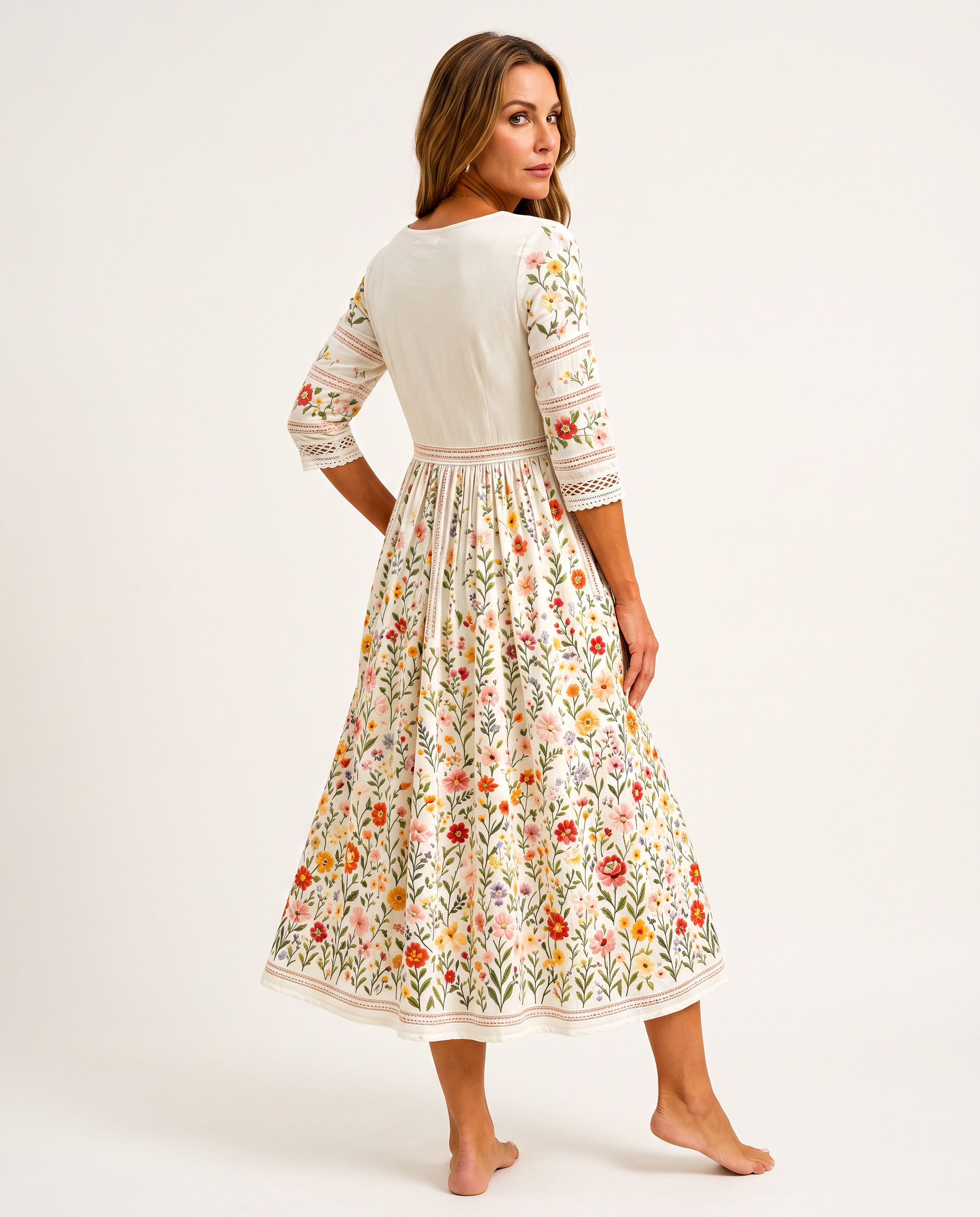 Wildblumenwiese Charmantes Midikleid