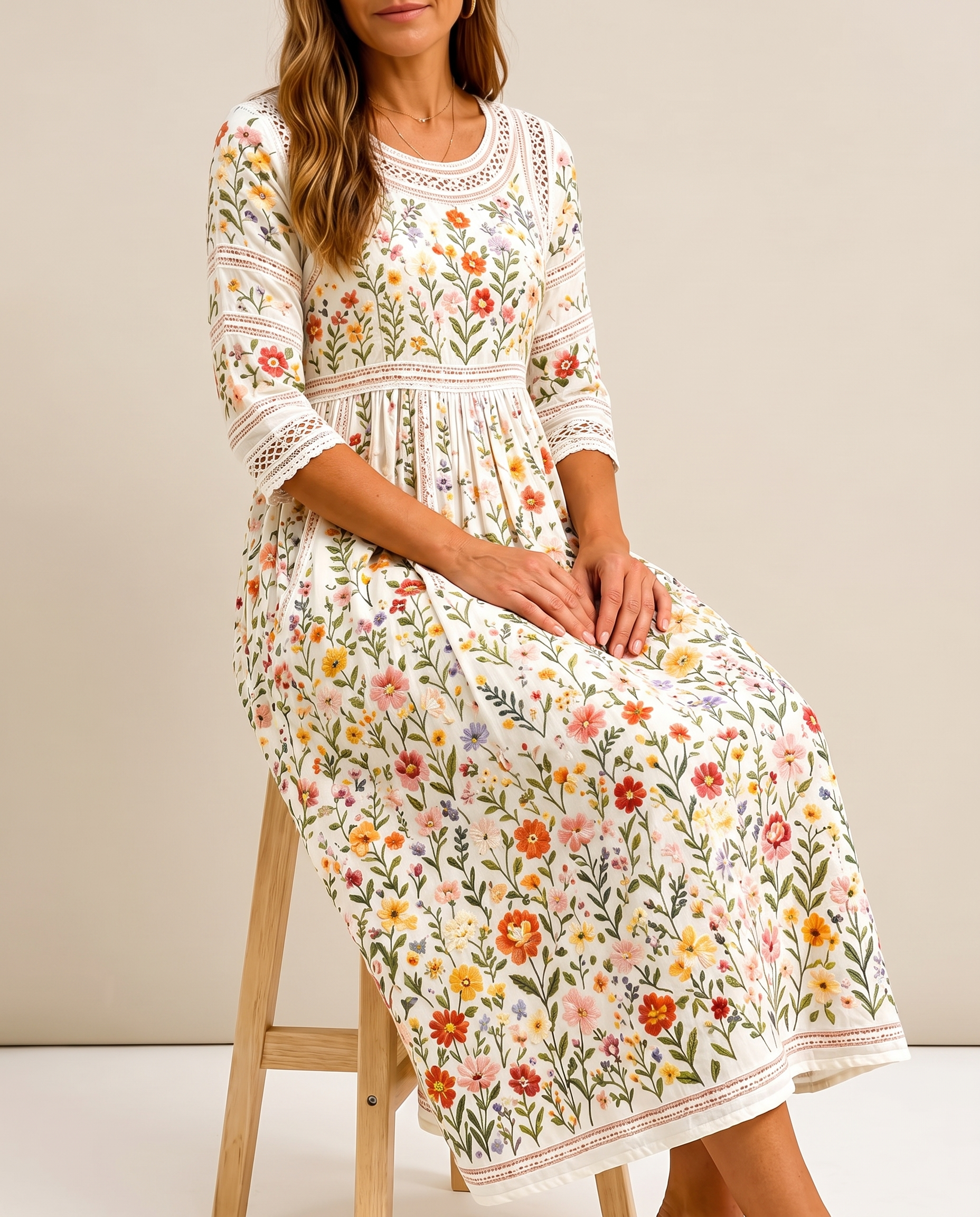 Wildblumenwiese Charmantes Midikleid