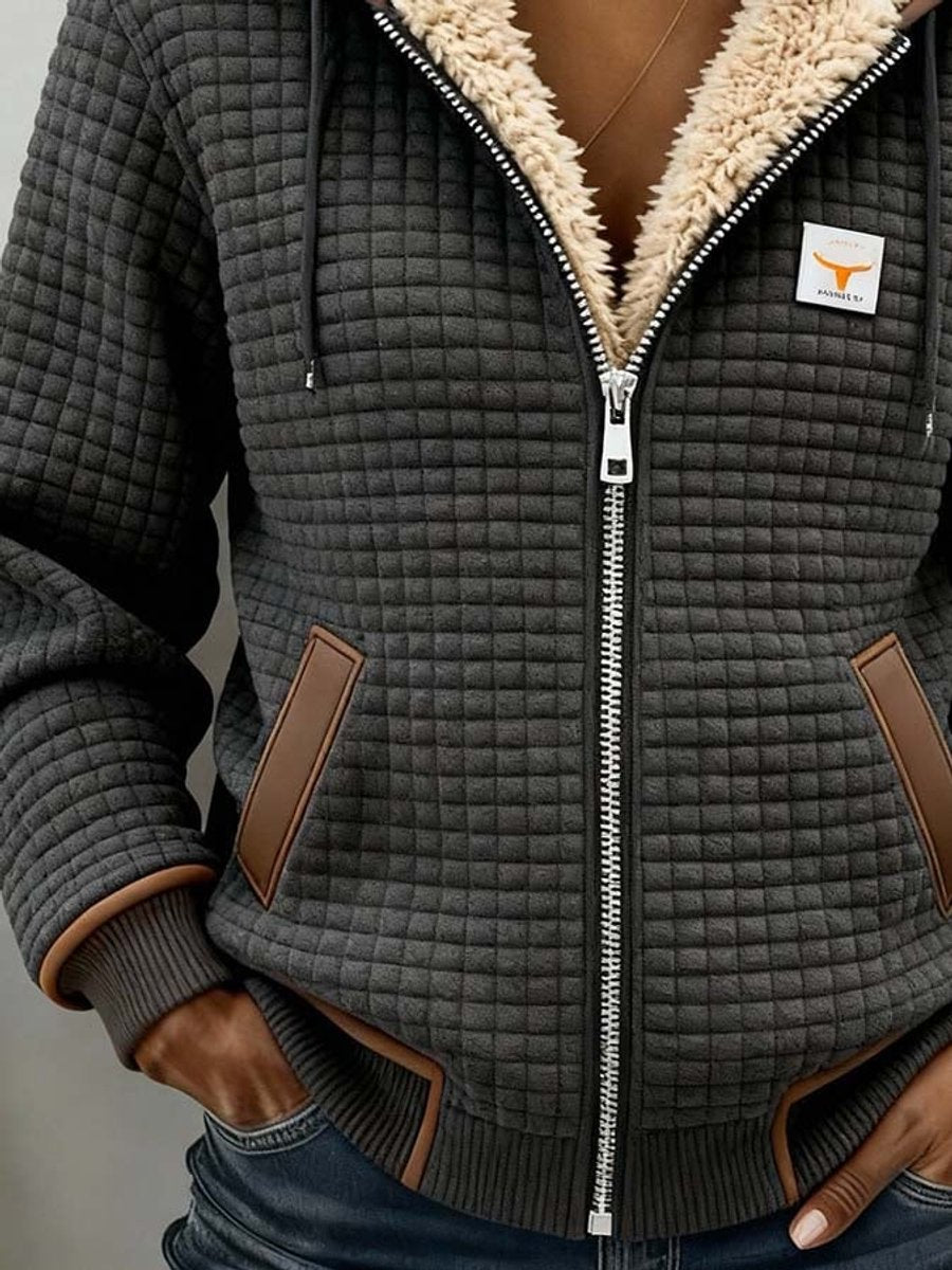 Sandra | Sherpa-gefütterte Steppjacke mit Kapuze und Reißverschluss